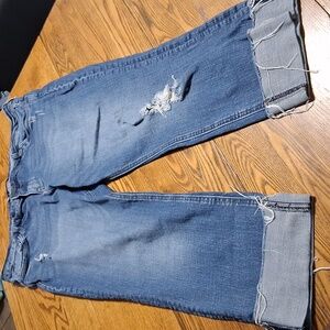 KUT FROM THE KLOTH Jeans Womens 16 BLUE Cuffed Cuff DENIM Preowned Distressed